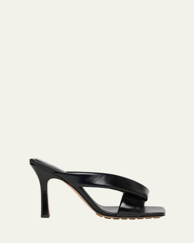 Criss Cross Padded Leather Slide Sandals